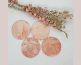 Coaster, set of 4, terracotta and white
