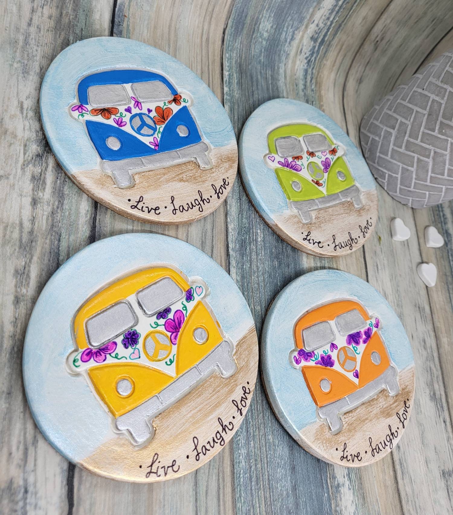Clay Coasters Set, Campervan Coasters, Camping Gift - Etsy UK