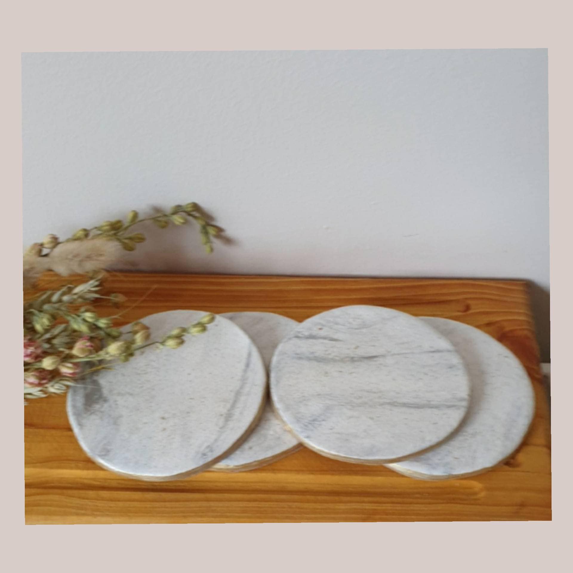 Coasters for Drinks Set of 6 Coaster White Square Marble Coasters for  Drinks Marble Decors White Marble Coaster for Home Decor