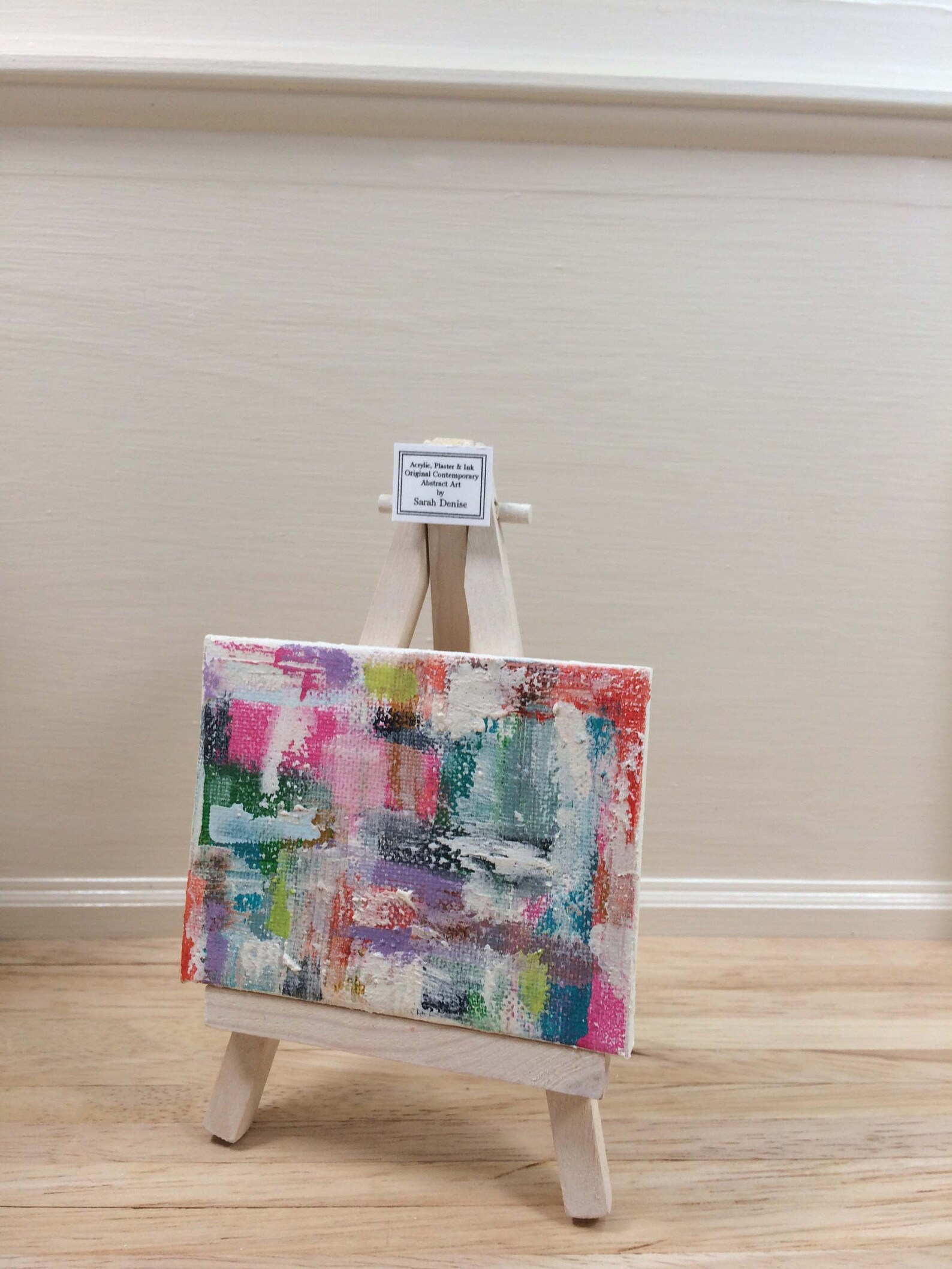 Colourful mini canvas desk ornament acrylic office art Etsy