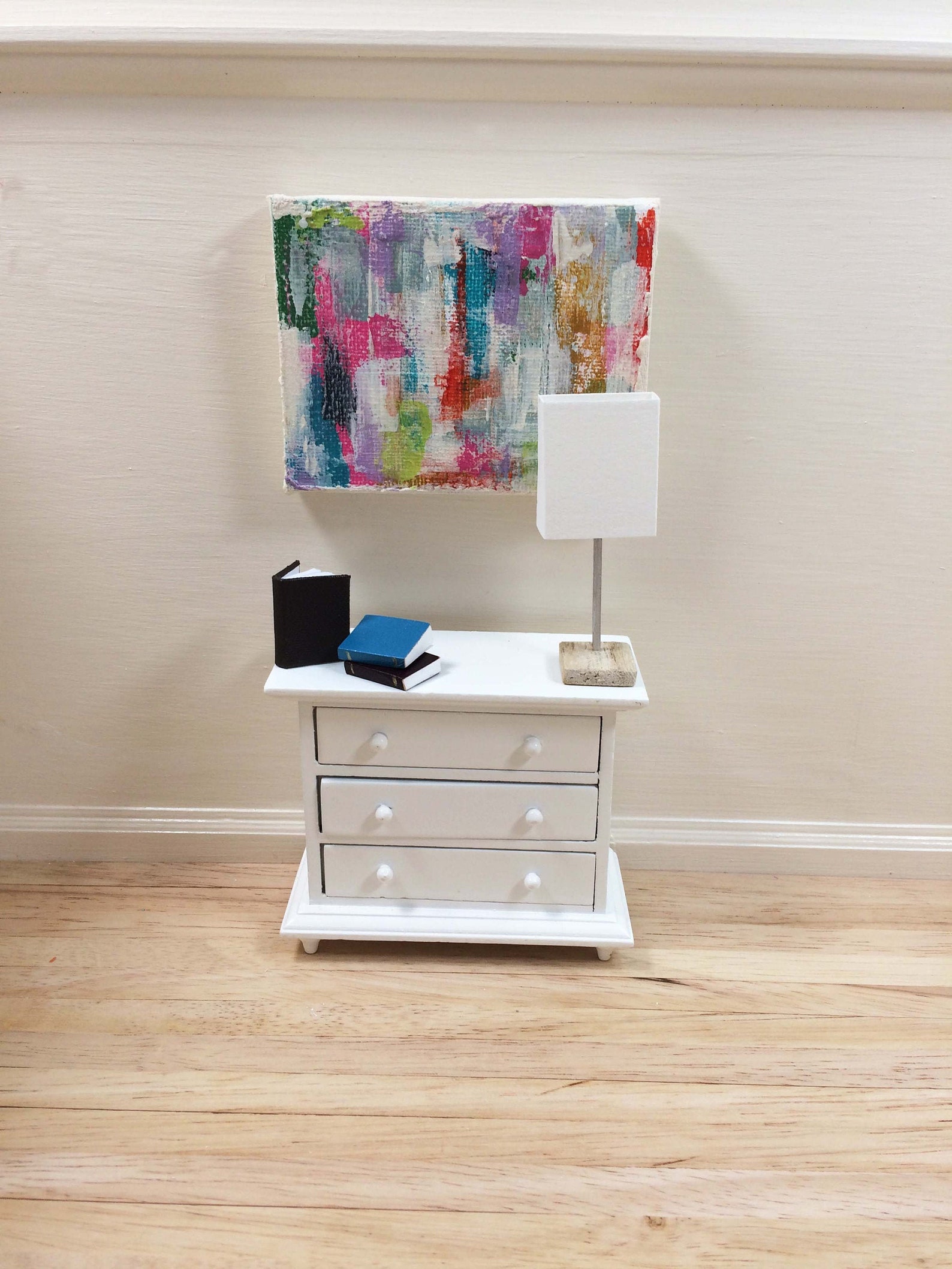 Colourful mini canvas desk ornament acrylic office art Etsy