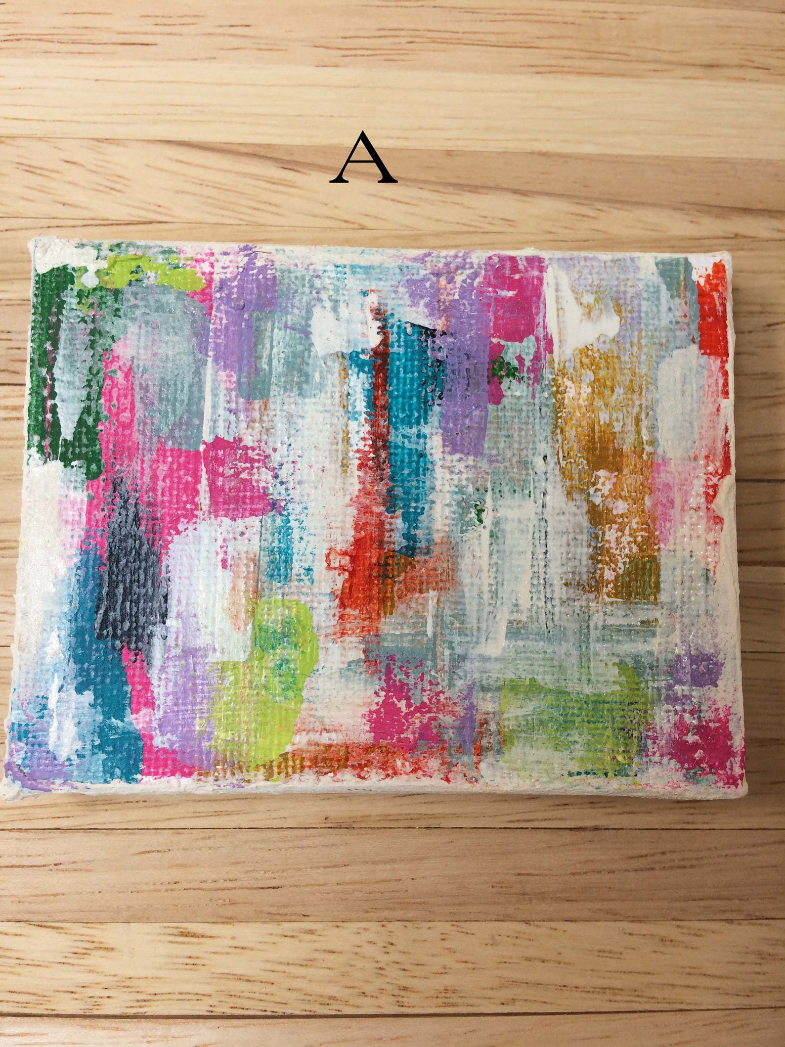 Colourful mini canvas desk ornament acrylic office art Etsy
