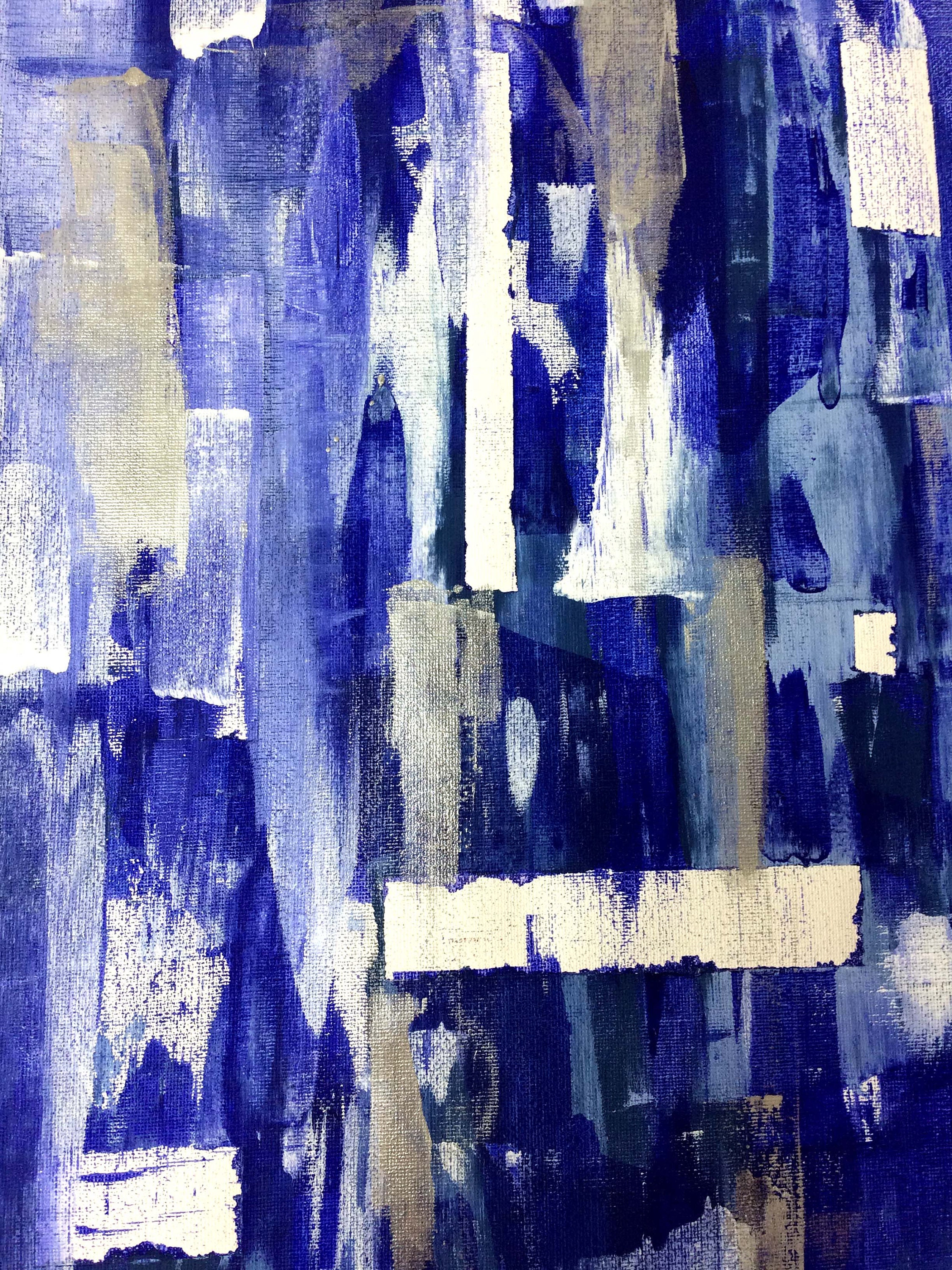 Blue and white art on canvas Contemporary office living Etsy