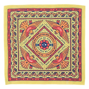 Bandana - 21'' x 21'' - Original Unique Artist Design, Gives back to charity, Handmade, Fair trade certified, 100% Organic Cotton