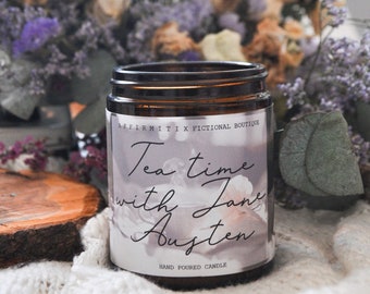 Tea Time With Jane Austen Candle / Scented Candle / Bookish Candle / Book Lovers Scented Candle / Hand Poured Candle / Bookish Candle / Gift