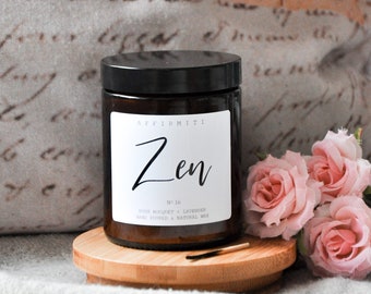 Zen Candle / Scented Candle / Lavender Candle / Wood Wick Candle / Hand Poured Candle / Home Decor Candle / Gift For Her