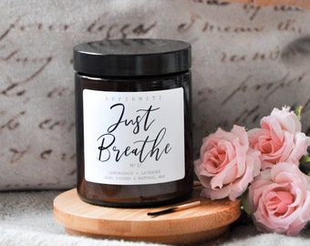 Just Breathe Candle / Scented Candle / Wood Wick Candle / Hand Poured Candle / Home Decor Candle / Gift For Her