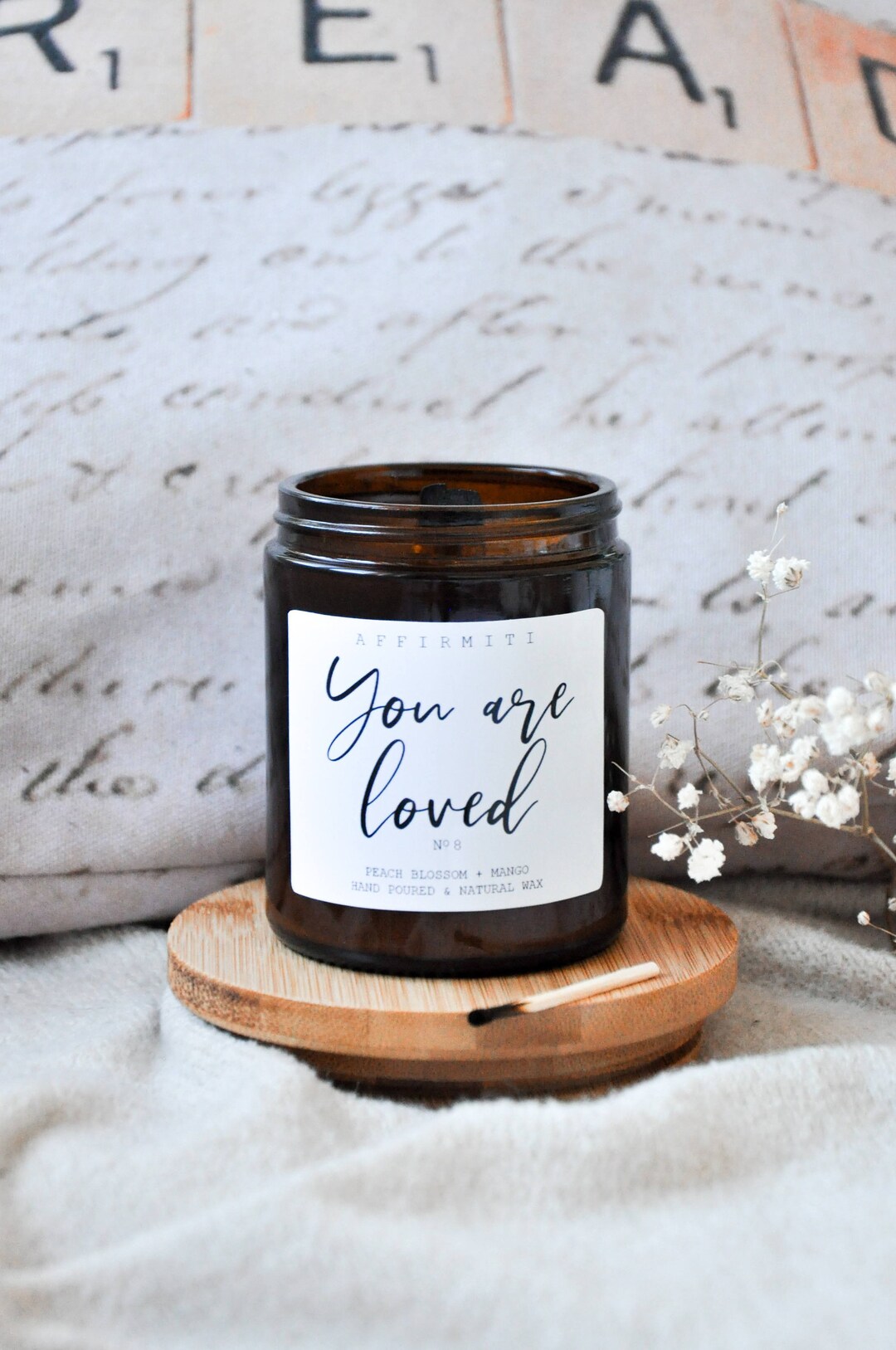 You Are Loved Candle / Scented Candle / Wood Wick Candle / Etsy Australia