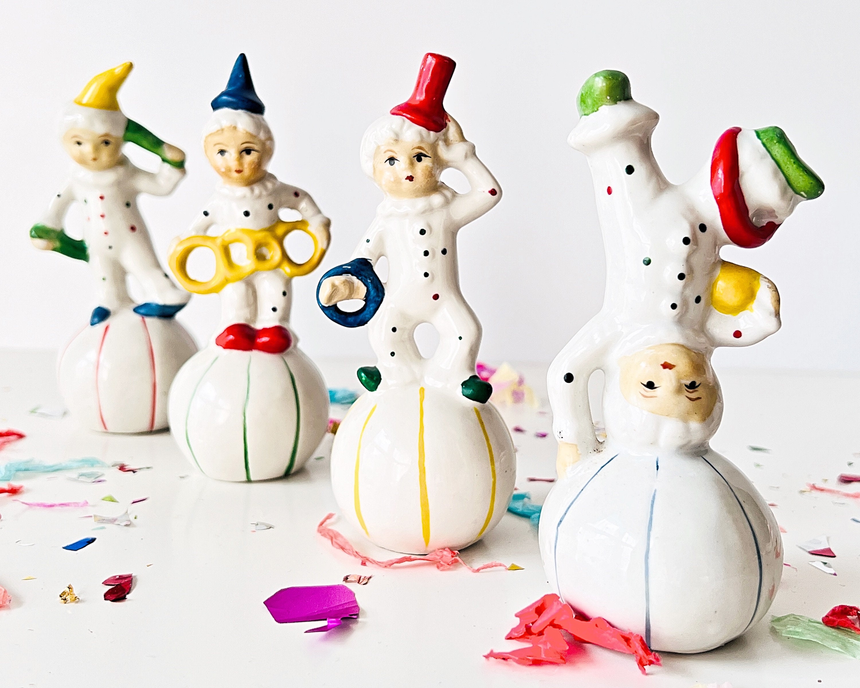 Adorable Vintage Child Clown Figurines Balancing on Balls Etsy