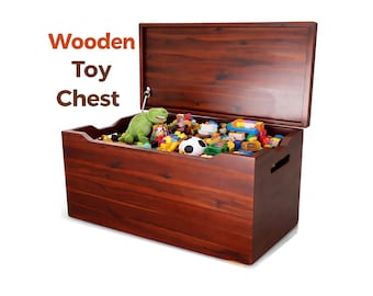 TESOROS ABUNDAN - Baúl de juguetes de madera maciza, mueble para guardería, regalo de cumpleaños, baúl de juguetes, mantas, entrada, Navidad, madera de caoba, 30"