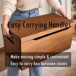 TREASURES ABOUND- Solid Wood Toy Box Nursery Furniture Birthday Gift Toy Chest Blanket Storage Entryway Christmas Wooden Walnut 30” image 7