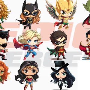 11 Superhero Chibi Baby, PNG, SVG, EPS, Superhero clipart, Superheroes, Superhero Kids, Instant Download,  Superhero Designs Bundle Three