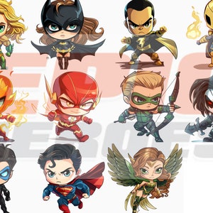 11 Superhero Chibi Baby, PNG, SVG, EPS, Superhero clipart, Cute Superheroes, Superhero Kids, Instant Download,  Superhero Designs Bundle Two