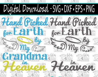 Personalizable elegido a mano para la Tierra SVG, En memoria de Svg, arco iris bebé Svg, HEAVEN Svg, abuela en el cielo svg, hermana en el cielo svg, rip svg