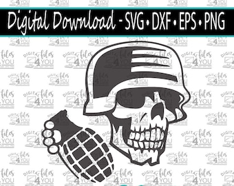 Military Skull Grenade SVG, Skull Svg, Skull File, Skull Vinyl Decal, Jeep Decal Design, Bad ass skull design, JEEP CLUB, Grenade svg