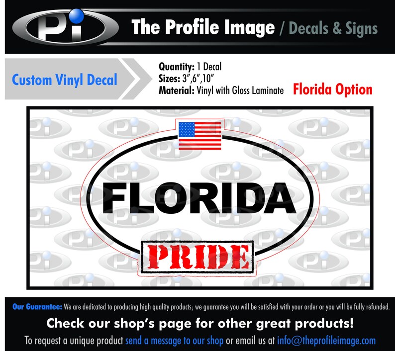 USA Freedom America! Florida Pride Vinyl Decal Sticker