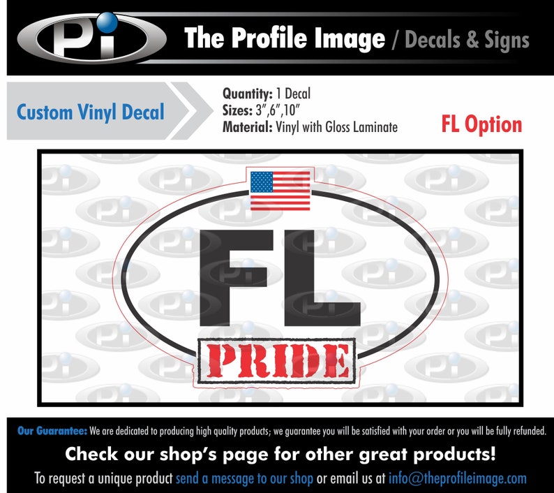 USA Freedom America! Florida Pride Vinyl Decal Sticker