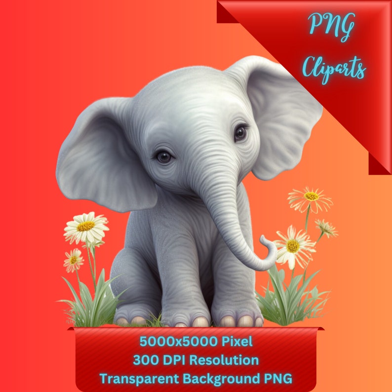20pcs Cute Baby Elephant Clipart Set PNG Format Instant Download for ...