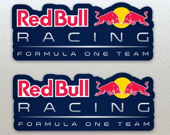 Red Bull Formula One (F1) Racing Blue Background Stickers x2 voor auto, bestelwagen, raam enz. 125 mm (12,5 cm) lengte - Hoge kwaliteit gelamineerd vinyl