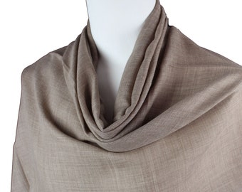 Light Brown Merino Wool Shawl: Versatile Wrap Scarf Stole