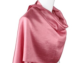 Hand Loomed Thai Silk Shawl: Dusty Pink Raw Silk