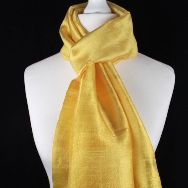 Yellow Raw Silk Scarf, Neck scarf size