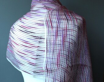 Silk organza and viscose stole/shawl/scarf. Pink and Purple  Lightweight, sheer, occasion wear