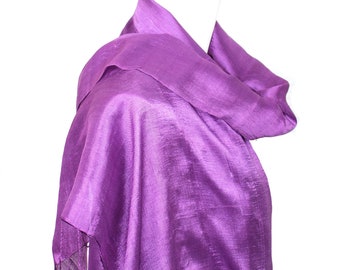 Imperfect Purple Silk Shawl: Hand Loomed Lightweight Thai Silk