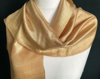 Gold Raw Thai Silk Scarf: Hand Loomed Neck scarf