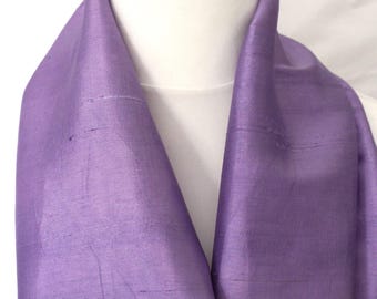 Hand Loomed Raw Silk: Lilac Lavender Neck Scarf