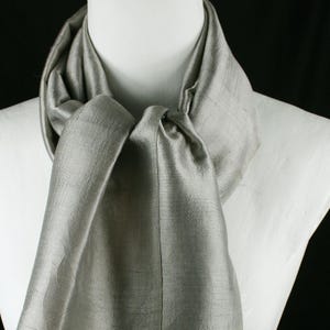Beige Grey Green Raw Silk Scarf: Neck Scarf