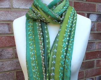 Apple Green Stripy Scarf, Fair Trade