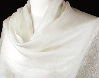 Cream/Ivory Linen Wrap or Scarf : Fair Trade Lightweight Cover-Up