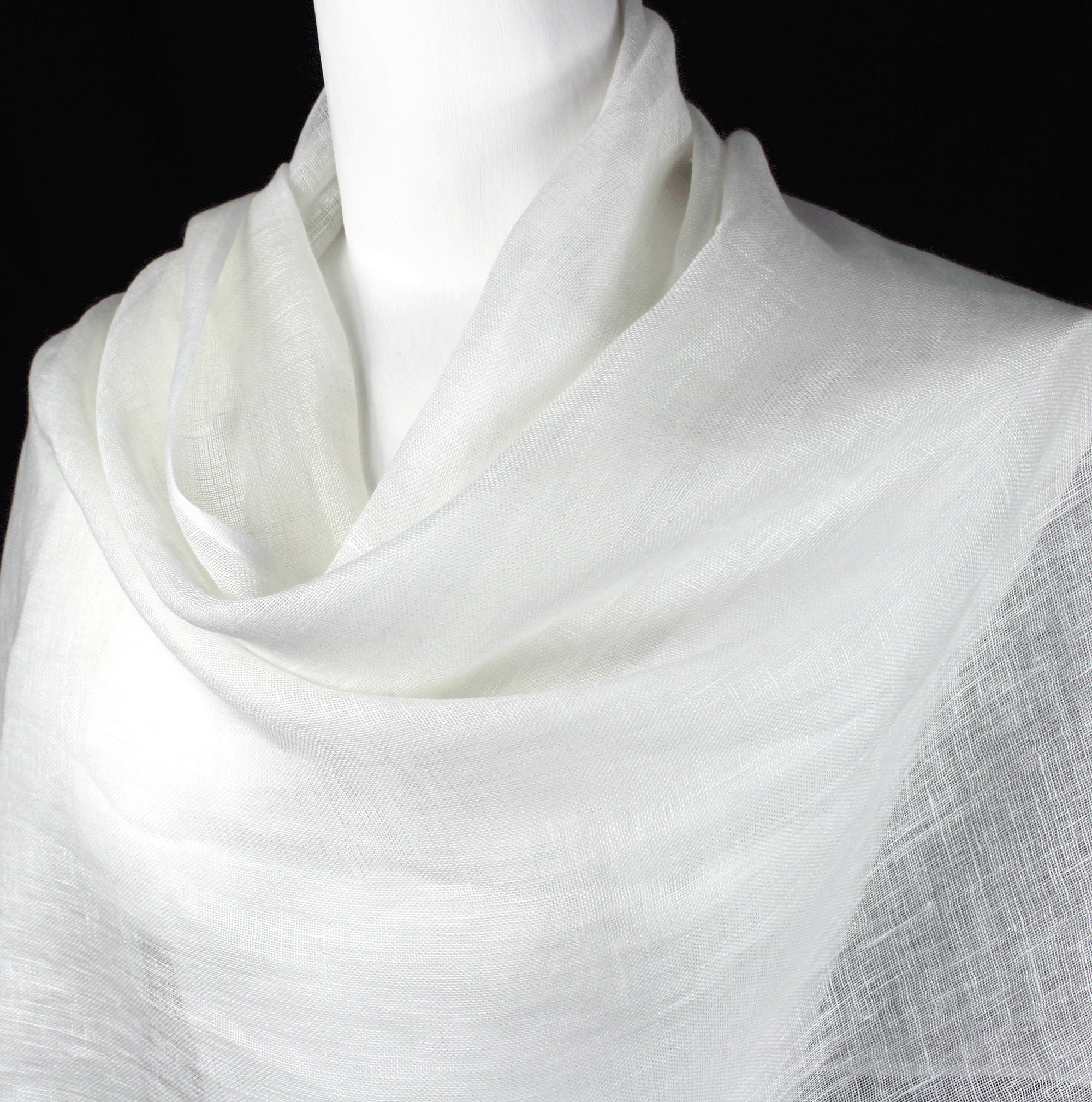 White/off White Linen Wrap or Scarf : Fair Trade Lightweight Cover