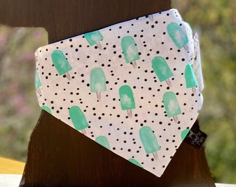 Mint Popsicles and Dots Made To Order Over The Collar Dog Bandana