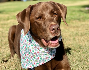 Bright Christmas Lights Made To Order Over The Collar Dog Bandana