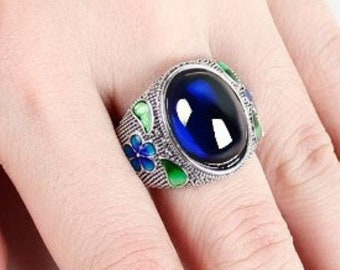 Ruby EmeraldSapphire Silver 92.5/% Enamel 24K Gold Thai ring Vintage Anniversary ring Infinity ring Multi-Stone Ring Valentine Gifts