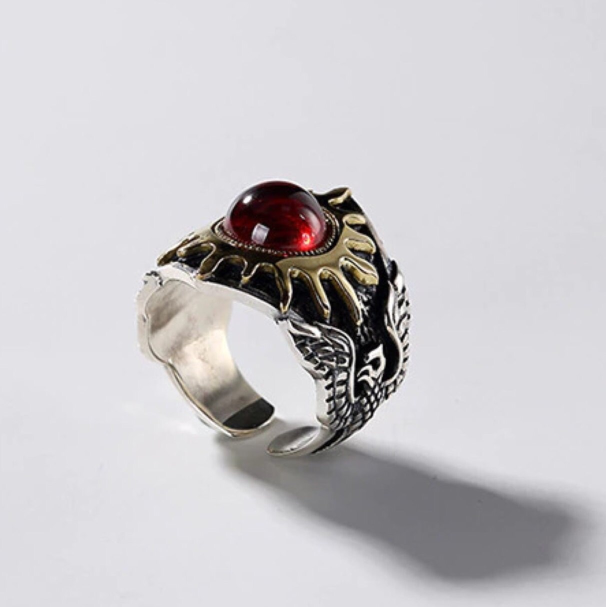 Mens Gold Sun Ring Dainty Crystal Ring Sterling Silver Etsy