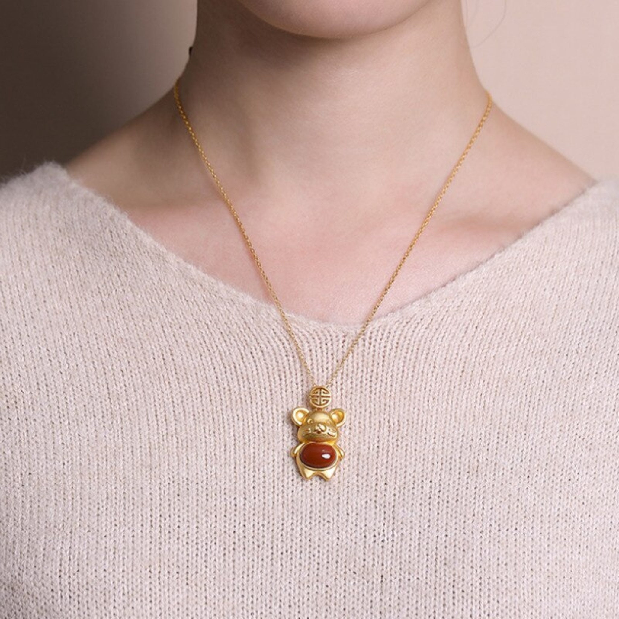 Jade Rat Pendant Gold Pendant Necklace Mens Womens Silver Etsy