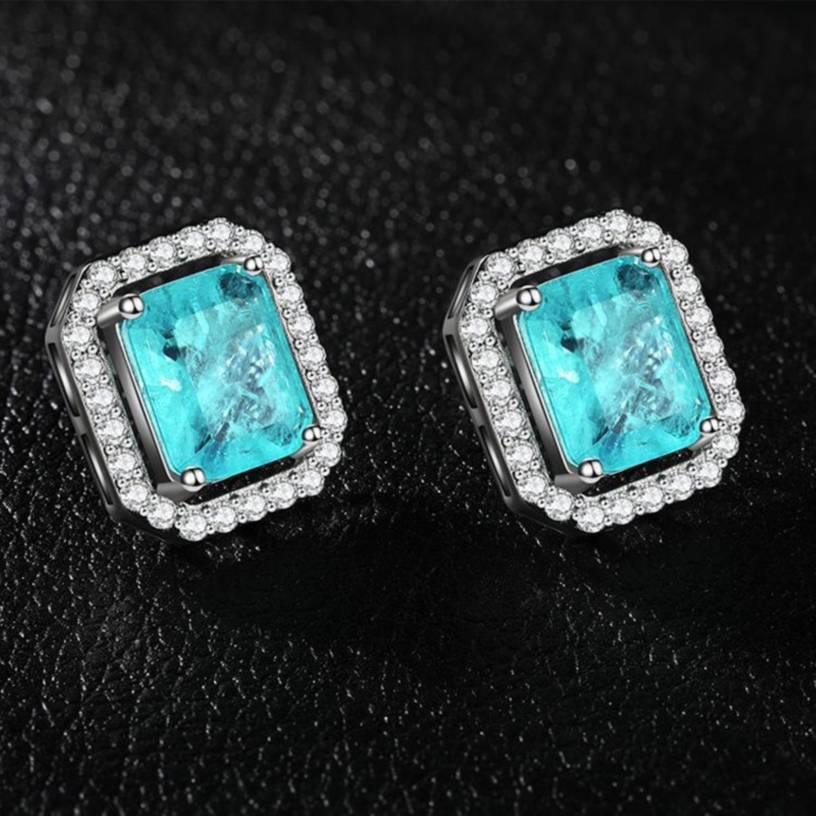Paraiba Tourmaline Silver Stud Earrings Emerald Gemstone Etsy UK