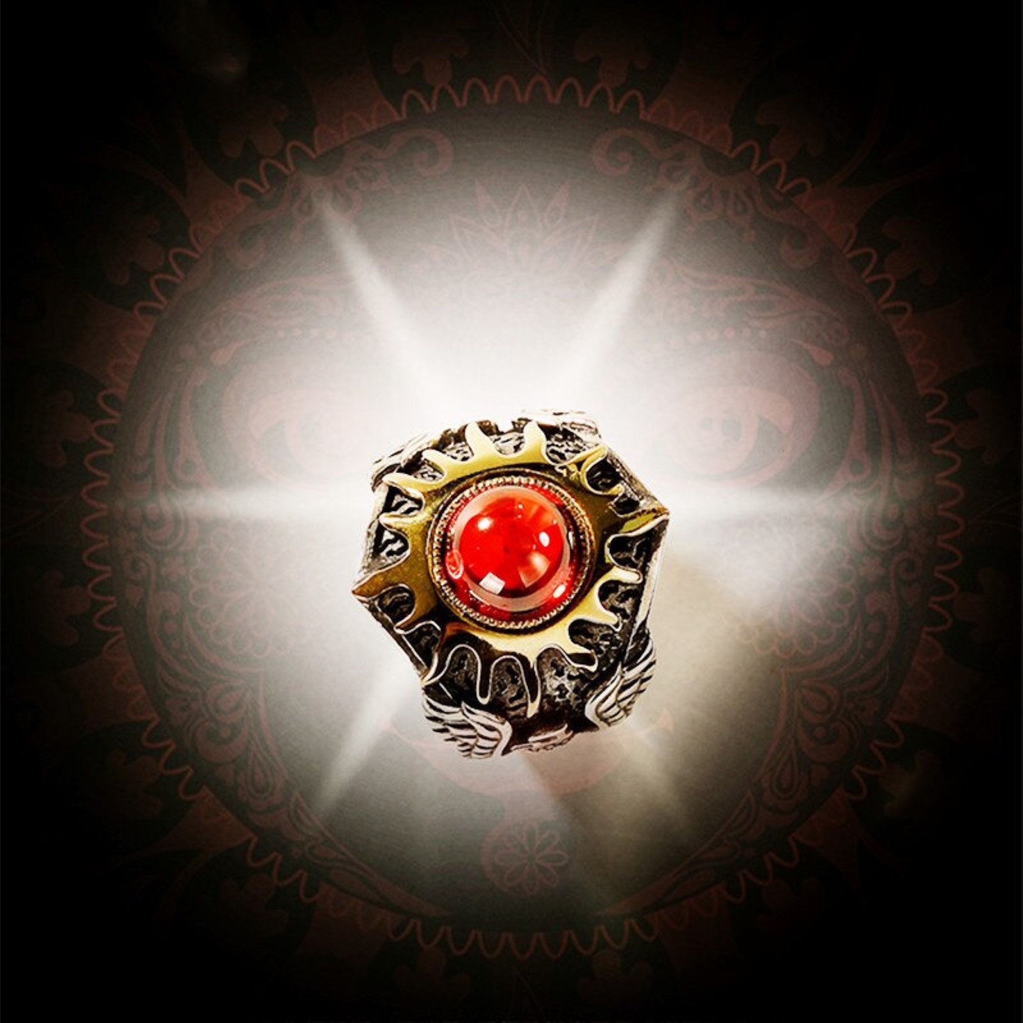 Mens Gold Sun Ring Dainty Crystal Ring Sterling Silver Etsy