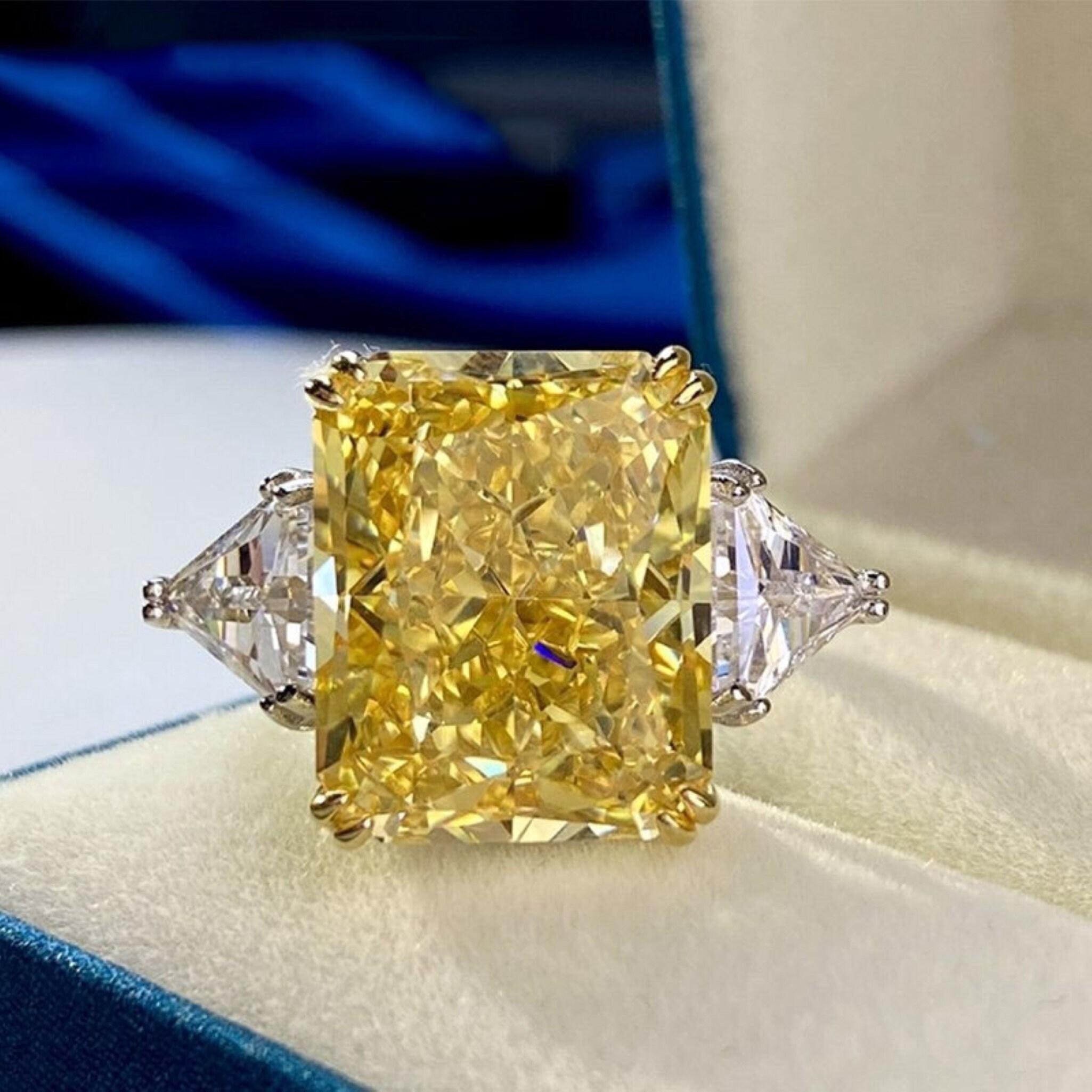 Citrine Engagement Ring Sterling Silver Diamond Ring Silver Etsy