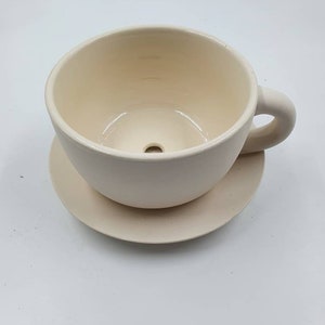 Ceramic planter with drain hole. Teacup and Saucer 4 Inches