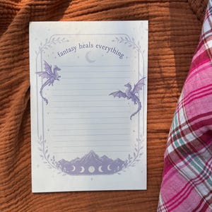 Bloc-Notes Fantasy | Fantasy Note Pad | Dragons, moon and mountains