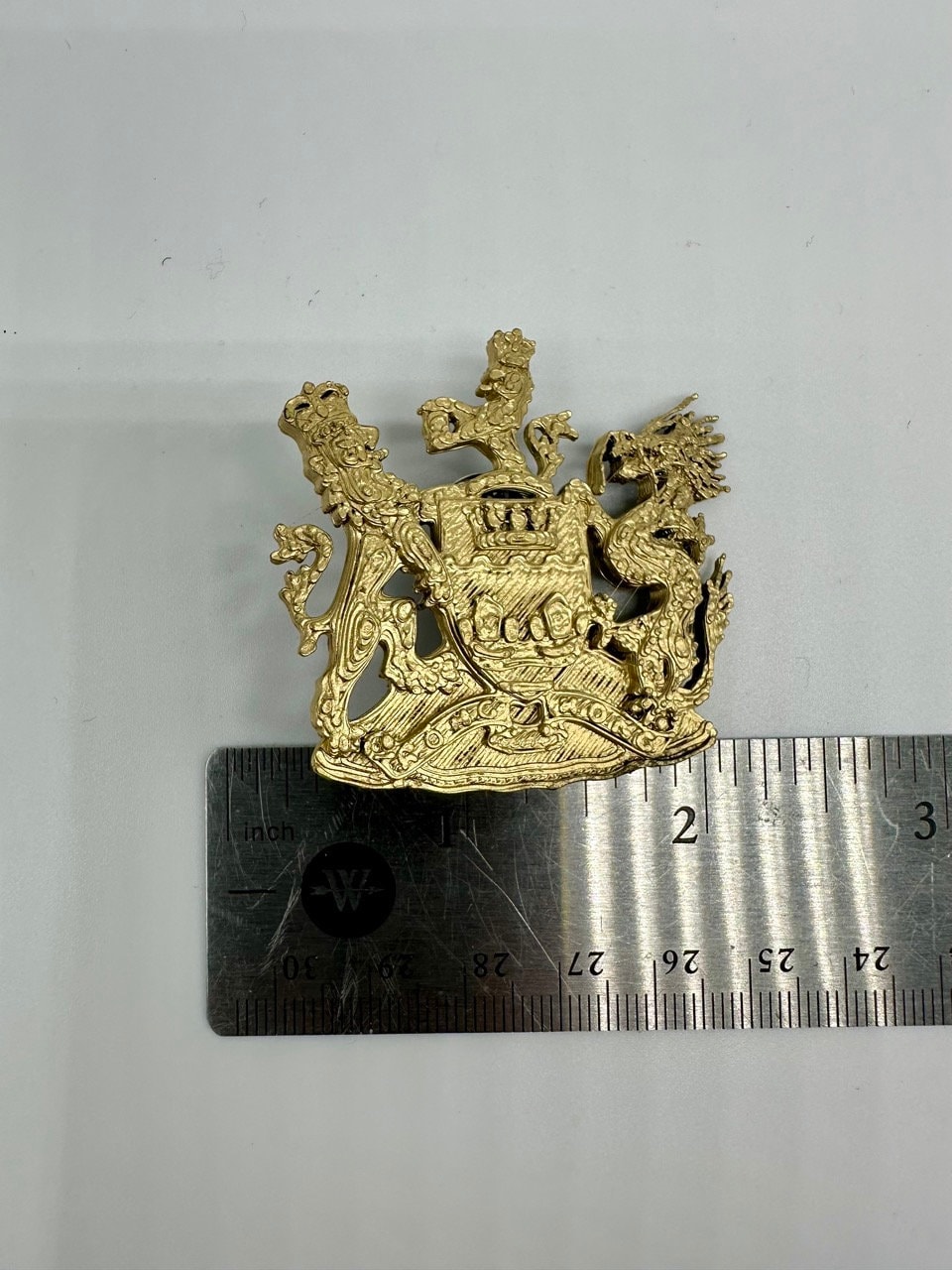 Hong Kong Coat of Arm British Gold Color 2 Inches Pin Before
