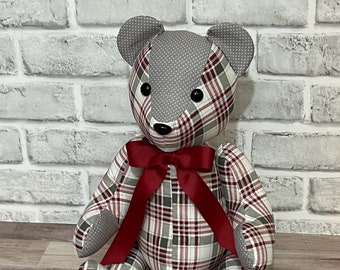 Memory Bear, Custom Keepsake Bear from Loved One's Clothing, Memory Bear with Voice Box Pocket, Zipper Pocket Bear