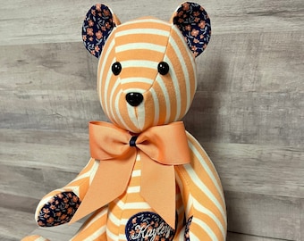 Memory Bear, Keepsake Bear, Memorial Gift, Custom Teddy Bear, Bear Made from Loved One's Clothes, Plushie, Remembrance Bear