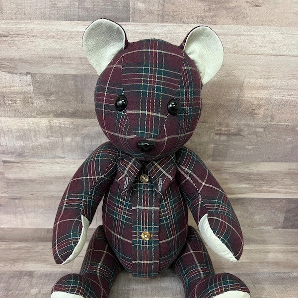 Memory Bear, Keepsake Bear, Memorial Gift, Custom Teddy Bear, Bear Made from Loved One's Clothes, Plushie, Remembrance Bear
