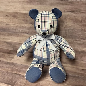 Memory Bear, 15" Bear, Keepsake Bear, Memory Bear from Clothing, Memorial Bear, Teddy Bear,