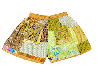 Short patchwork unisexe fait à la main indien, vêtements de nuit, short en rayonne, short de yoga hippie, vêtements de plage, shorts d'été pour hommes et femmes